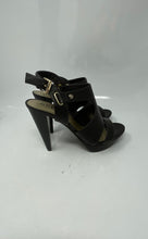Load image into Gallery viewer, Guess Womens Black Leather Open Toe Buckle Cone Platform Heels Size 8M