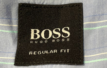 Load image into Gallery viewer, Hugo Boss Mens Light Blue Striped Short Sleeve Regular Fit Button-Up Shirt Sz L