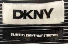 Load image into Gallery viewer, DKNY Mens Black White Striped Eight-Way Stretch Slim Fit Dress Shirt Size M