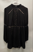 Load image into Gallery viewer, Express Womens Black Crochet Mock Neck Long Sleeve Back Zip Mini Dress Size 6