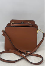 Load image into Gallery viewer, Steve Madden Womens Brown Inner Pocket Adjustable Strap Snap Crossbody Bag