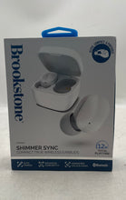Load image into Gallery viewer, Brookstone Shimmer Sync White Bluetooth Compact True Wireless Earbuds In Box