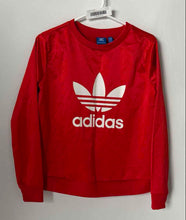 Load image into Gallery viewer, Adidas Womens Red Logo Print Long Sleeve Crew Neck Pullover Sweatshirt Size XS