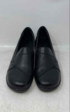 Load image into Gallery viewer, Clarks Womens Black Leather Round Toe Low Heel Slip-On Loafer Shoes Size 9.5M