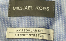 Load image into Gallery viewer, Michael Kors Mens Blue Regular Fit Airsoft Stretch Dress Shirt Size 18 34/35