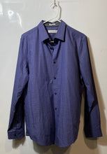 Load image into Gallery viewer, Calvin Klein Mens Blue Printed Long Sleeve Collared Button-Up Shirt Size M
