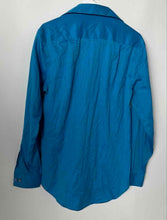 Load image into Gallery viewer, Calvin Klein Mens Blue Cotton Long Sleeve Non-Iron Slim Fit Dress Shirt Size 15