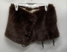 Load image into Gallery viewer, Womens Brown Plush Faux Fur Lined Winter Warm Capelet Wrap Size Medium