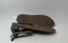 Load image into Gallery viewer, Franco Sarto Womens Green Brown Ankle Strap Back Zip Thong Sandals Size 8