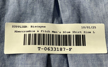 Load image into Gallery viewer, Abercrombie & Fitch Mens Blue Muscle Short Sleeve Button-Up Shirt Size Large