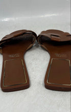 Load image into Gallery viewer, Zara Womens Brown Leather Crossed Slip-On Flat Slide Sandals Size EU 40
