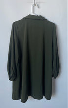 Load image into Gallery viewer, Zara Womens Green Long Sleeve Pintuck Pleated Front Collared Mini Dress Size S