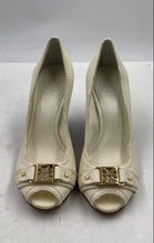 Load image into Gallery viewer, Authentic Tory Burch Womens Ambrose Cream Leather Wedge Pump Heels Size 7M Worn