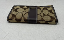 Load image into Gallery viewer, Coach Womens Brown And Beige Logo Print Credit Card Slot Trifold Wallet