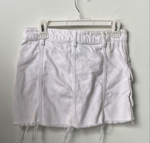 Load image into Gallery viewer, Zara Womens White Cotton Light Wash Pockets Frayed Hem Mini Skirt Size Small