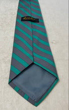 Load image into Gallery viewer, Giovanni Rossi Mens Green Gray Striped Keeper Loop Adjustable Pointed Tie