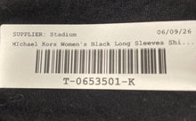 Load image into Gallery viewer, Michael Kors Womens Black Graphic Logo Cotton Long Sleeve T-Shirt Size M