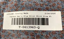 Load image into Gallery viewer, Express Mens 1MX Blue Print Short Sleeve Front Button Slim Fit Polo Shirt Sz XL