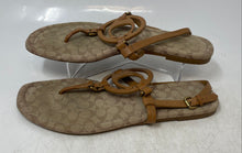 Load image into Gallery viewer, Coach Womens Jeri G4996 Brown Leather Open Toe Flat Thong Sandals Size 7.5B