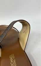 Load image into Gallery viewer, Michael Kors Womens Brown Signature Print Leather Toe Ring Slide Sandals Size 6