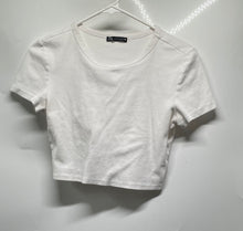 Load image into Gallery viewer, Zara Womens White Short Sleeve Crew Neck Pullover Cropped T-Shirt Size M