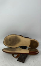 Load image into Gallery viewer, Michael Kors Womens Brown Signature Print Leather Toe Ring Slide Sandals Size 6
