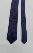 Load image into Gallery viewer, Hugo Boss Mens Blue Geometric Print Silk Keeper Loop Adjustable Pointed Tie