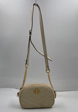 Load image into Gallery viewer, Authentic Tory Burch Womens Cream Adjustable Strap Crossbody Purse Stained