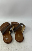 Load image into Gallery viewer, Michael Kors Womens Brown Signature Print Leather Toe Ring Slide Sandals Size 6