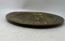 Load image into Gallery viewer, Decorative Brass Dish Features An Embossed Scene Of Men In A Tavern Plate