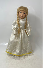 Load image into Gallery viewer, Decorative Collectible Blonde Hair Blue Eyes Porcelain Doll In White Lace Dress