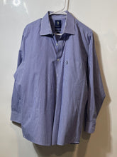 Load image into Gallery viewer, U.S. Polo Assn. Mens Blue White Long Sleeve Regular Fit Dress Shirt Size XL