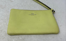 Load image into Gallery viewer, Coach Womens Green Crossgrain Leather Corner Zip Mini Wristlet Wallet