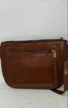 Load image into Gallery viewer, Fossil Womens Brown Leather Inner Pockets Adjustable Strap Zipper Crossbody Bag