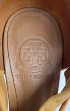 Load image into Gallery viewer, Authentic Tory Burch Womens Lounge-Baby Brown Strappy Heels Sz 7.5M Worn Damaged