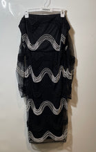 Load image into Gallery viewer, Asos Womens Black White Formal Back Zip Long Sleeve Beaded Sheath Dress Size 12