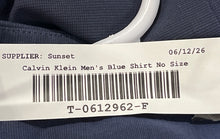 Load image into Gallery viewer, Calvin Klein Mens Blue Long Sleeve Spread Collar Button-Up Shirt No Size
