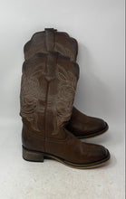 Load image into Gallery viewer, Rollda Mens NZX36 Brown Leather Mid-Calf Pull-On Cowboy Western Boots Size 9