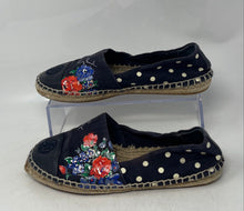 Load image into Gallery viewer, Authentic Tory Burch Womens Blue Polka Dot Print Espadrille Shoes Size 6.5M Worn