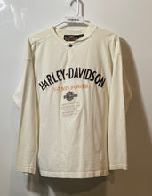 Load image into Gallery viewer, Harley Davidson Mens Cream V-Twin Power Long Sleeve Henley Neck T-Shirt Size M