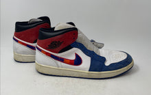 Load image into Gallery viewer, Nike Mens Air Jordan 1 Mid SE White Blue Red Mid Top Sneaker Shoes Size 13