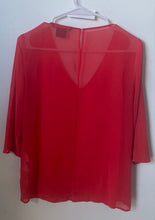 Load image into Gallery viewer, Armani Exchange Womens Red 3/4 Sleeve V-Neck Collarless Blouse Top Size Medium