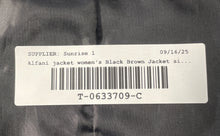 Load image into Gallery viewer, Alfani Womens Black Brown Abstract Print Long Sleeve Full-Zip Jacket Size L