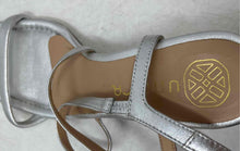 Load image into Gallery viewer, Unisa Womens Silver Leather Open Toe Adjustable Strap Slingback Heels Sz EUR 41
