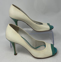 Load image into Gallery viewer, Authentic Dolce & Gabbana Womens White Green Pump Heels Size EUR 37 Damaged