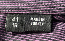 Load image into Gallery viewer, Hugo Boss Mens Purple Striped Print Long Sleeve Slim Fit Dress Shirt Size 16