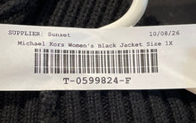 Load image into Gallery viewer, Michael Kors Womens Black Knitted Front Buckle Stretch Poncho Sweater Size 1X