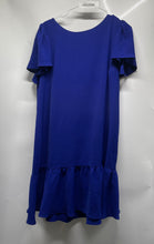 Load image into Gallery viewer, DKNY Womens Blue Short Sleeve Round Neck Ruffled Hem Shift Dress Size 16