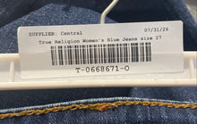 Load image into Gallery viewer, True Religion Womens Blue Denim Dark Wash Low-Rise Stretch Skinny Jeans Size 27