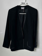 Load image into Gallery viewer, DKNY Womens Black Wool Pockets Long Sleeve One-Button Blazer Size 4